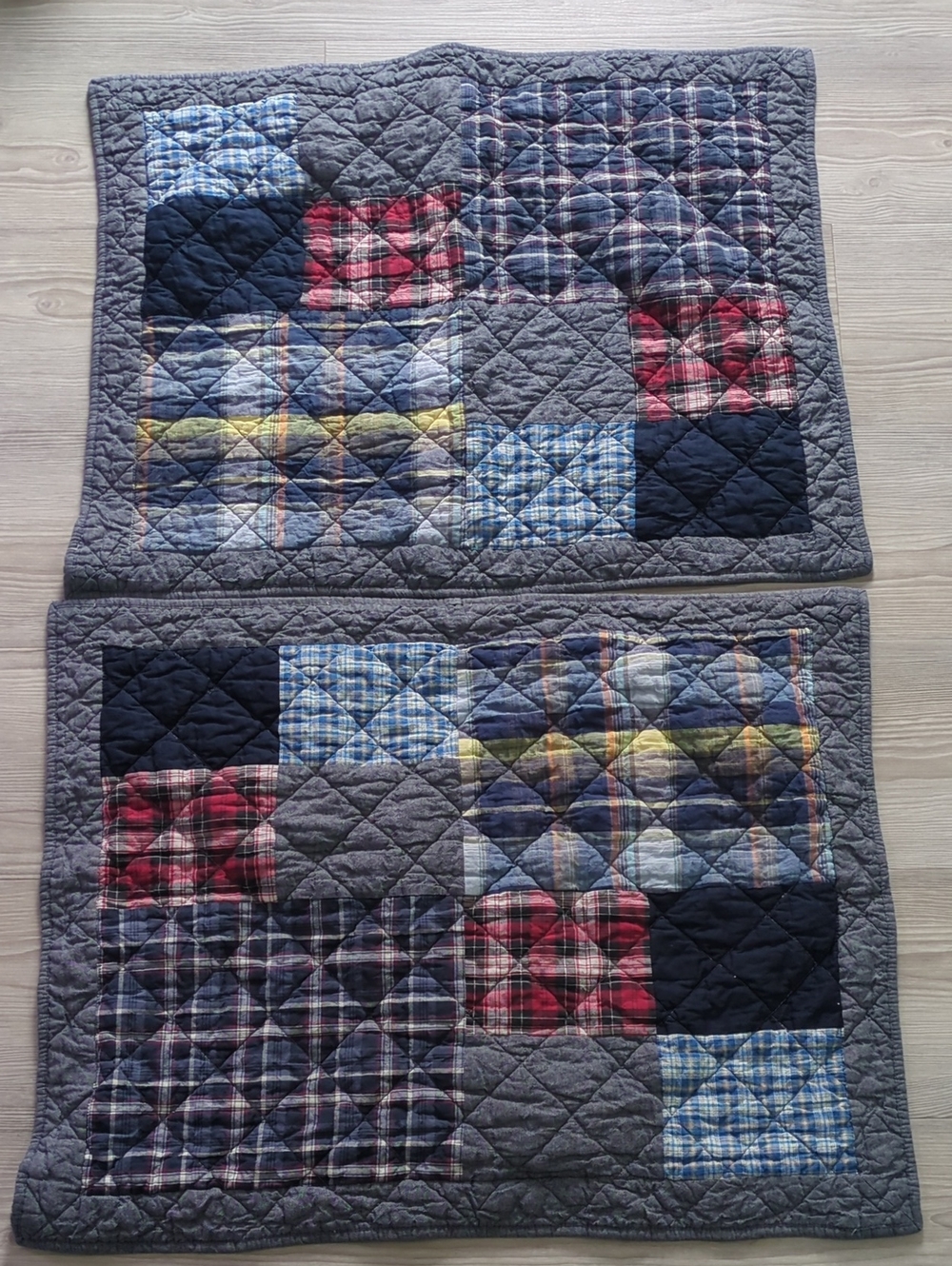 Cremeux Patchwork Quilted Pillow Shams Set Plaid Cotton 20x26 Farmhouse Blaine